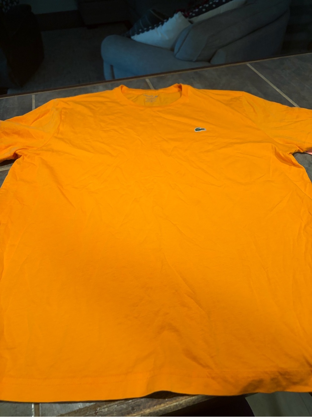 Lacoste Men's Orange Crew Neck Short Sleeve Tee- XXl